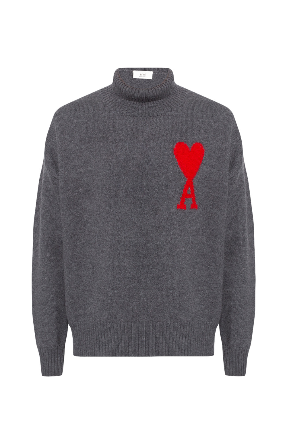 Wool turtleneck sweater with logo Ami Alexandre Mattiussi